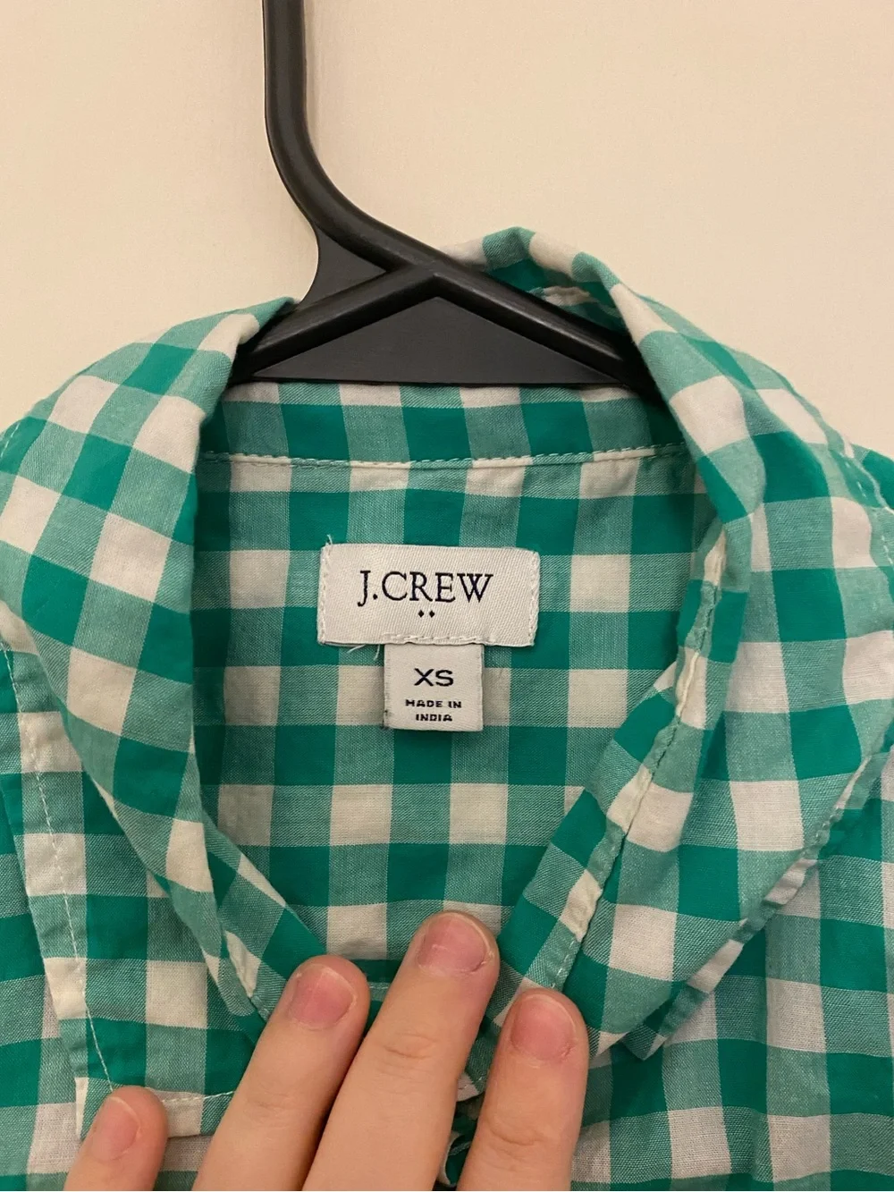J. Crew Green Gingham Button-Up Shirt